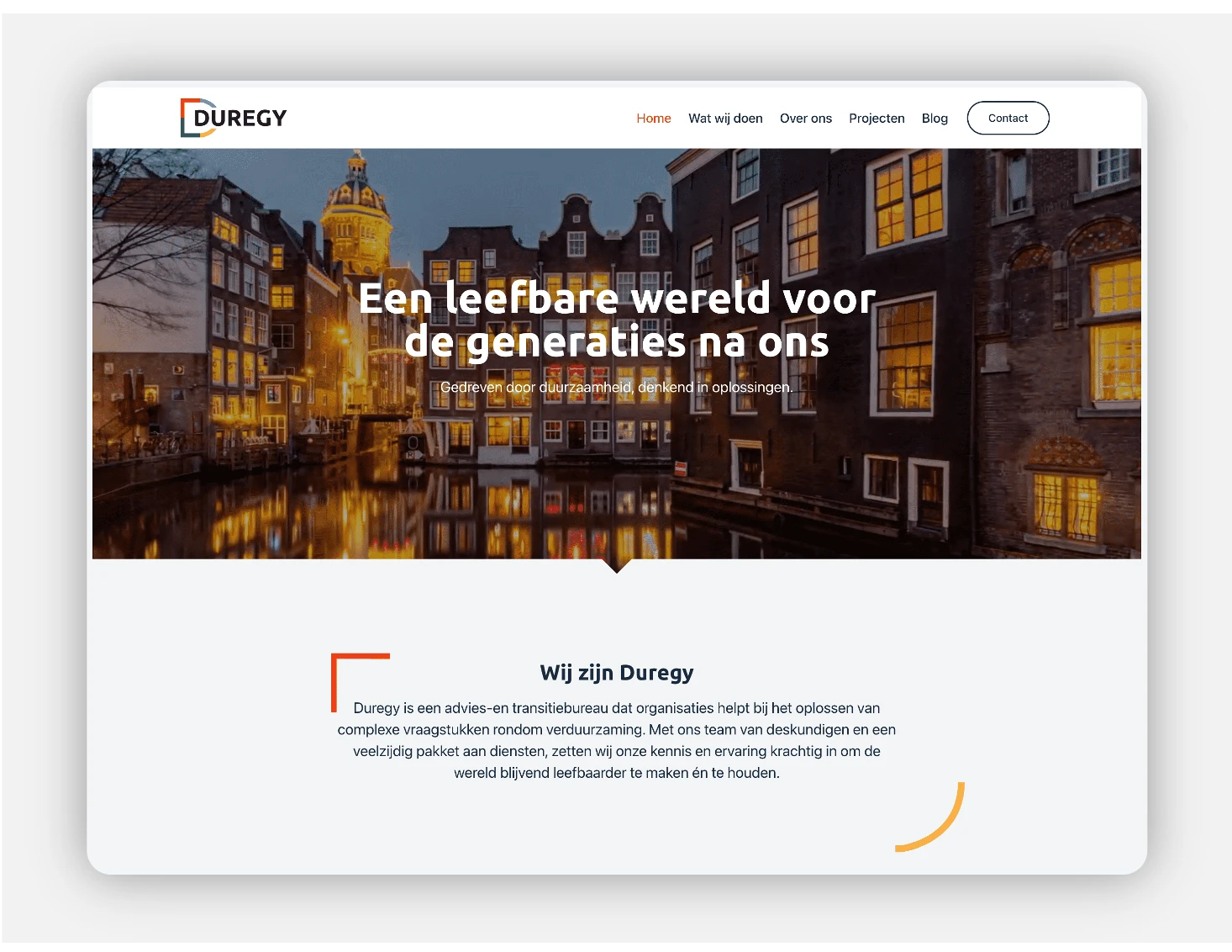 Duregy homepage scherm 1