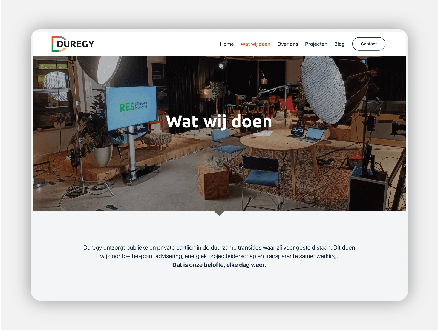 Duregy webpage sectie wat we doen