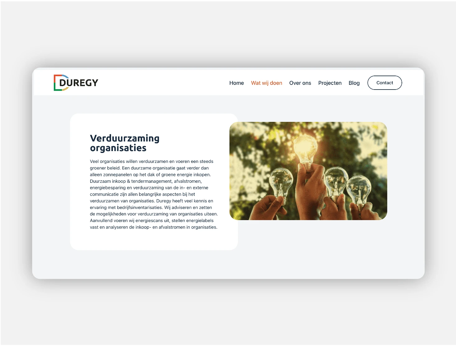 Duregy webpage sectie