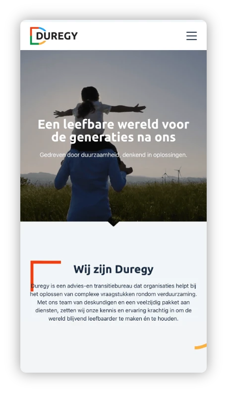 Duregy website mobile screen 2