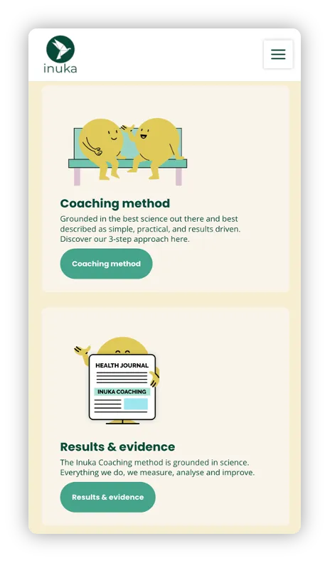 Inuka Coaching mobile screen a