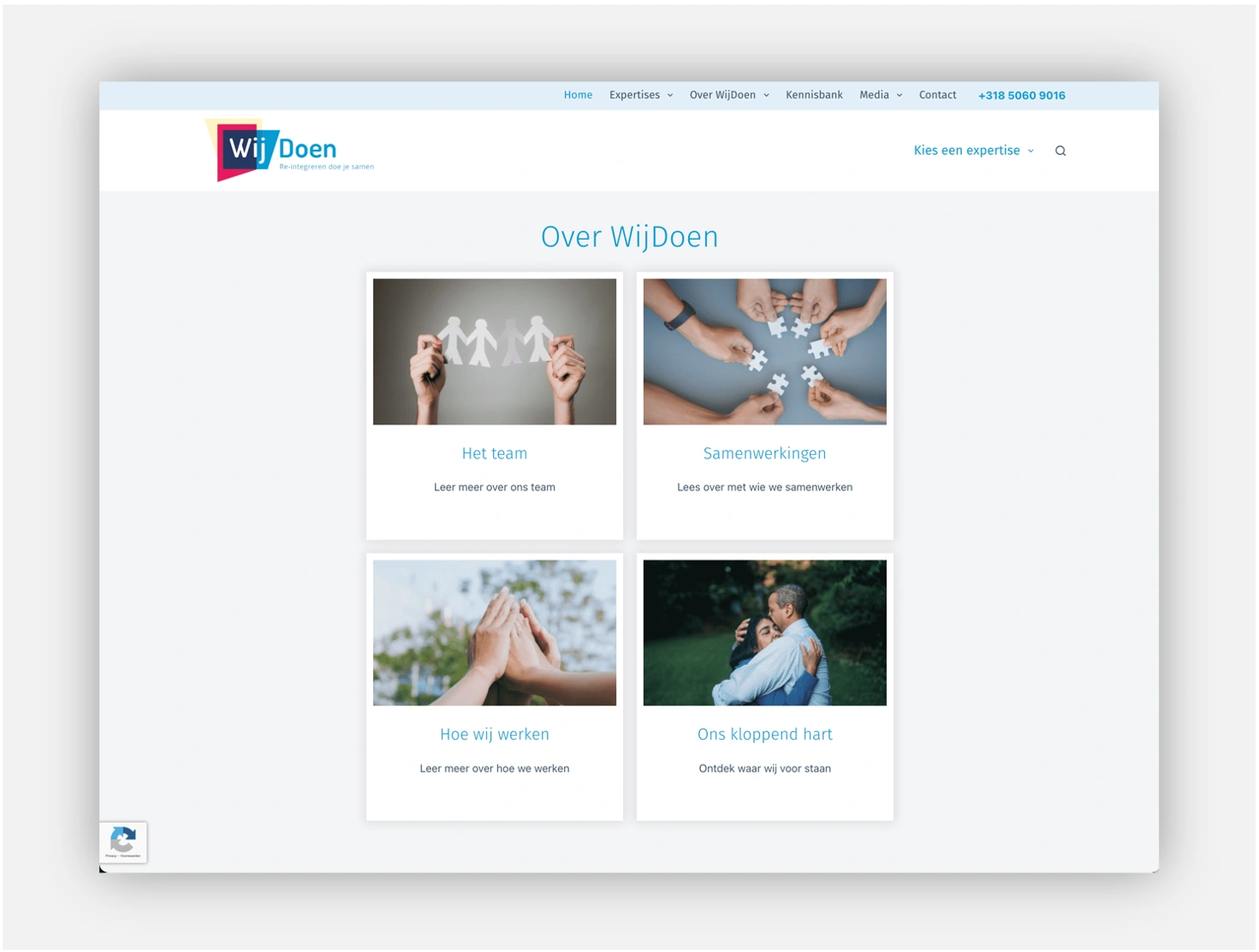 WijDoen homepage over ons section